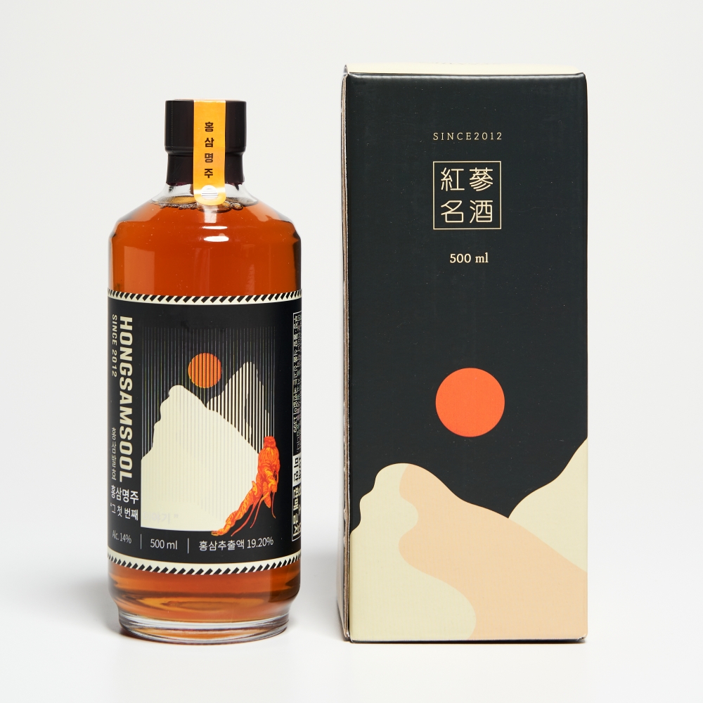홍삼명주 홍삼주 단품세트 14도 500ml 약주 인삼 (케이스, 쇼핑백 포함) - 메인 이미지