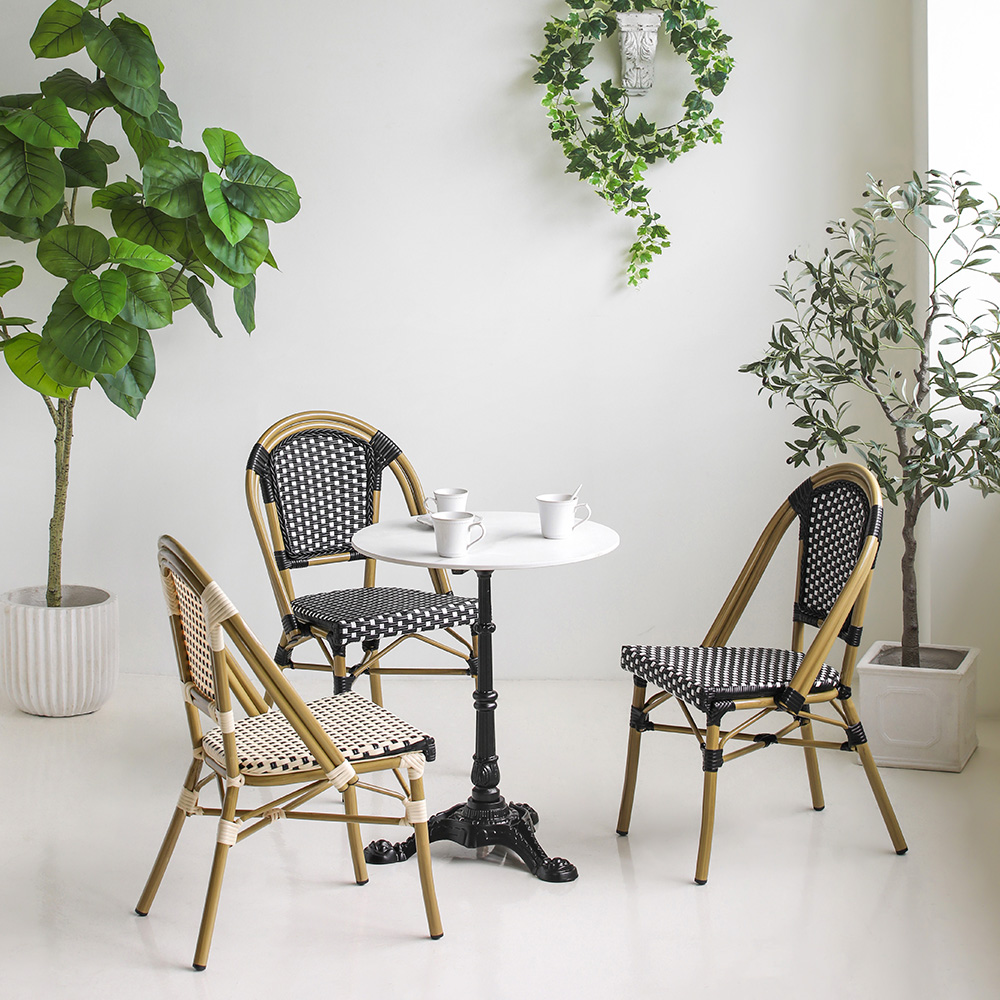 비스트로 프렌치 테라스 야외 야외용 철제 식당 카페 라탄 의자 체어