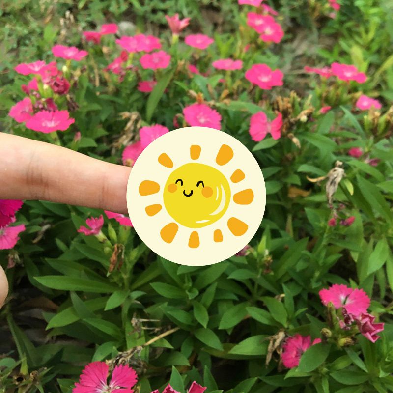 답례품 날씨 다꾸 감사 스티커 땡큐 선물 포장 생일 어린이집 구디백 원형 실링 제작 - 상세 이미지 2