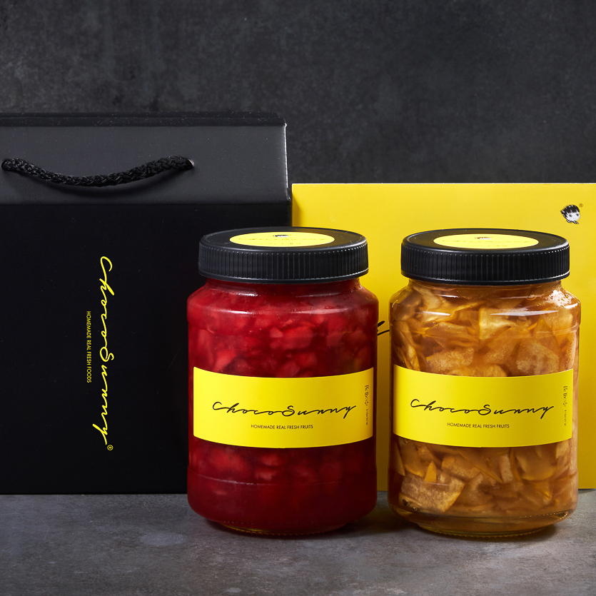 [딸기청+모과청] 수제 과일청500g 2병 부모님 선생님 추석 명절 차 선물세트 답례품