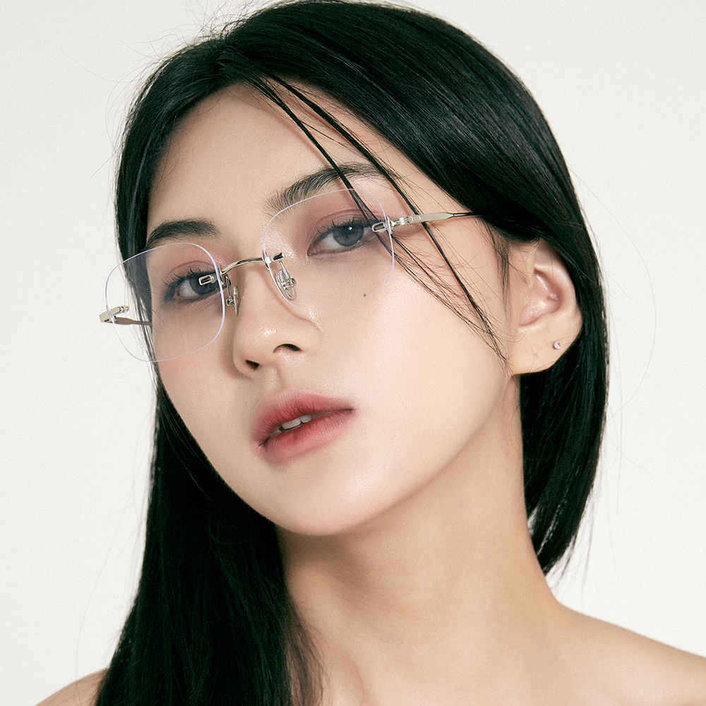 긱시크안경 패션 무테 안경 금테 가벼운 안경테 여자 너드 - 메인 이미지