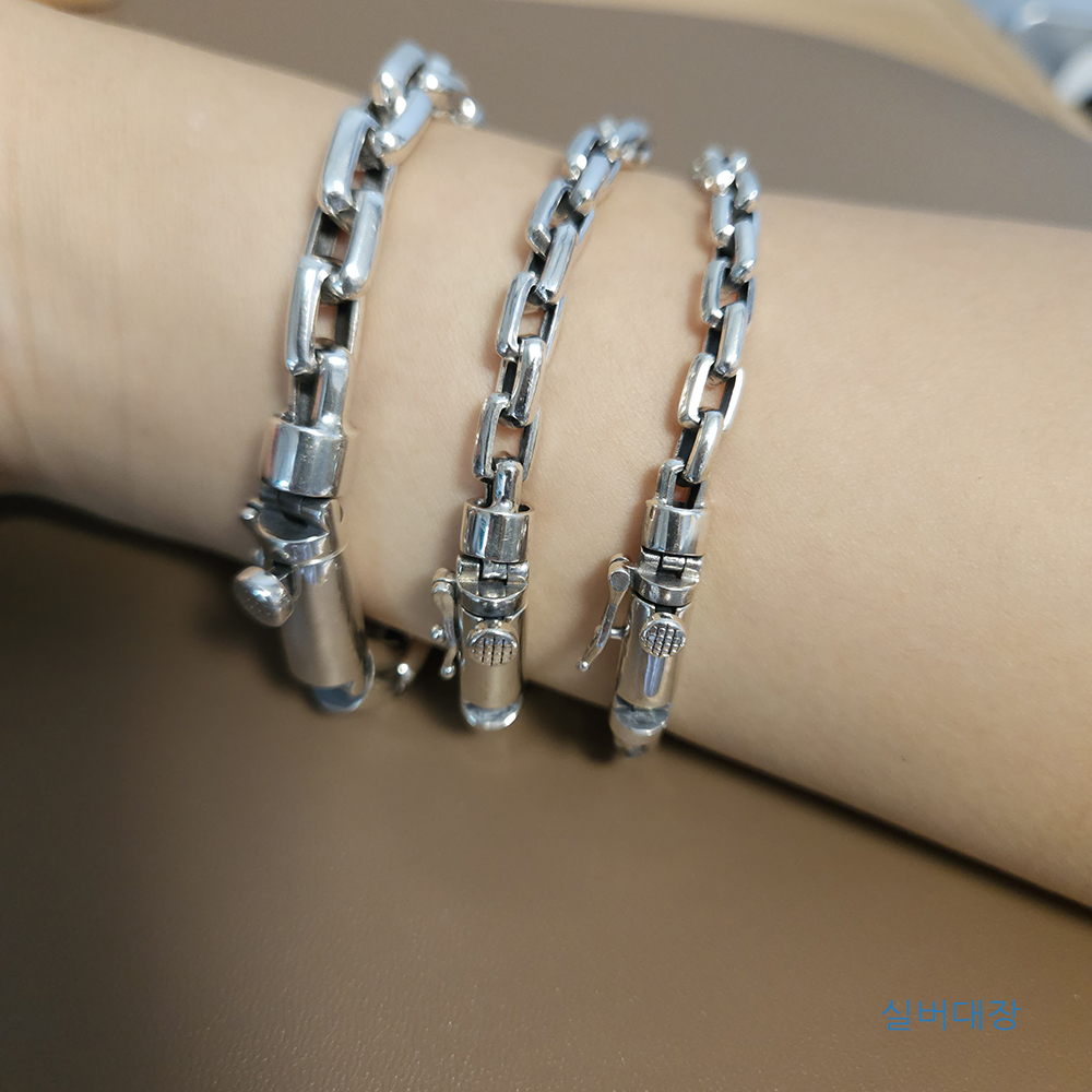 5.5mm 실버 925 커플 우정 남성 여자 패션 데일리 볼드 빈티지 엔틱 힙합 은 팔찌 - 상세 이미지 4