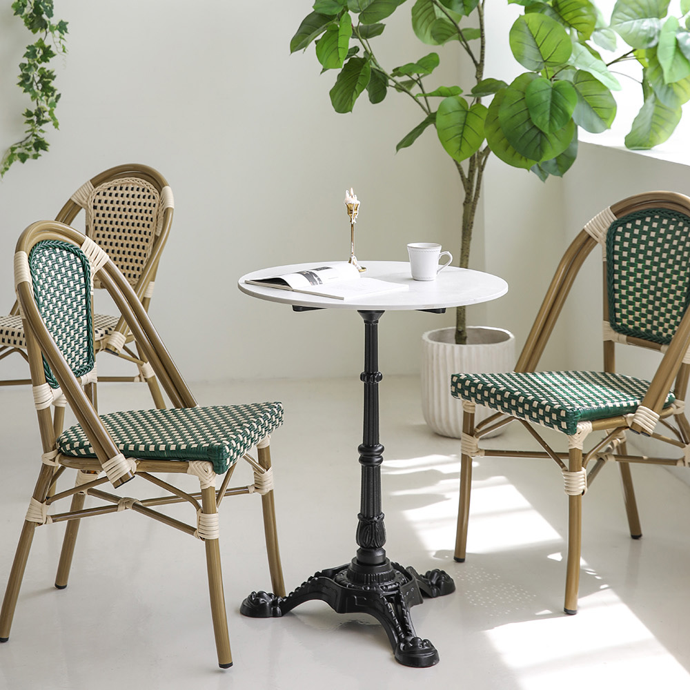비스트로 프렌치 테라스 야외 야외용 철제 식당 카페 라탄 의자 체어