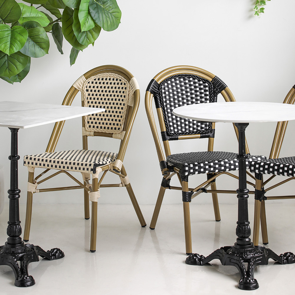 비스트로 프렌치 테라스 야외 야외용 철제 식당 카페 라탄 의자 체어