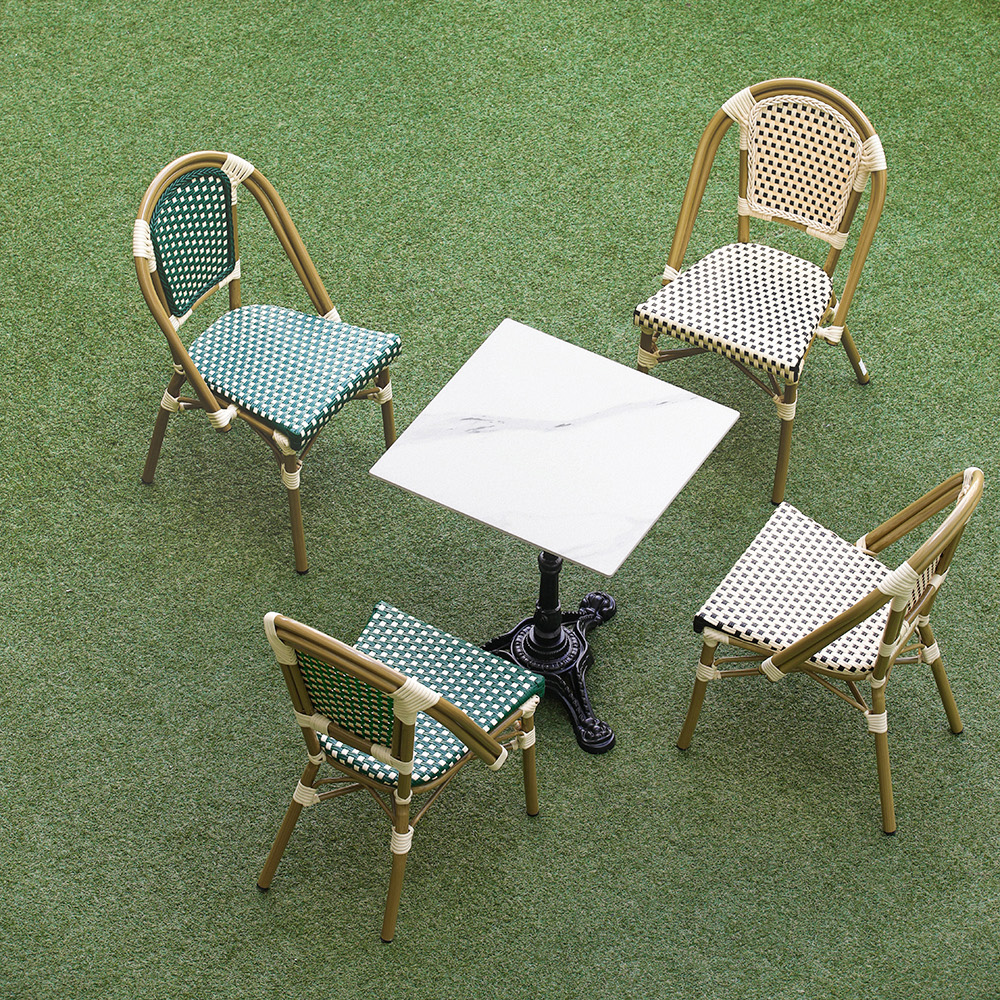 비스트로 프렌치 테라스 야외 야외용 철제 식당 카페 라탄 의자 체어