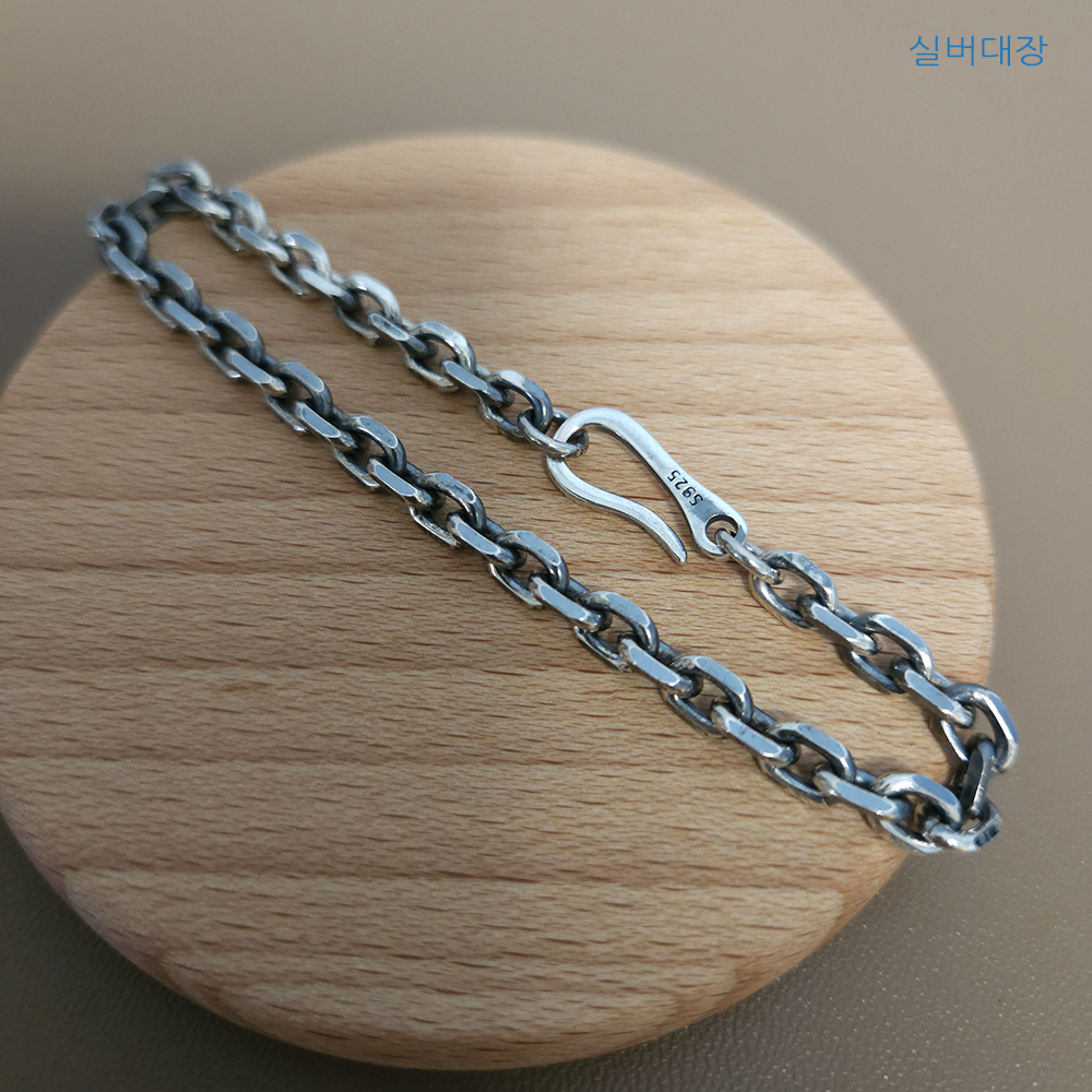 5.5mm 실버 925 커플 여성 남성 우정 패션 유화 데일리 선물 레이어드 은 팔찌 - 상세 이미지 3
