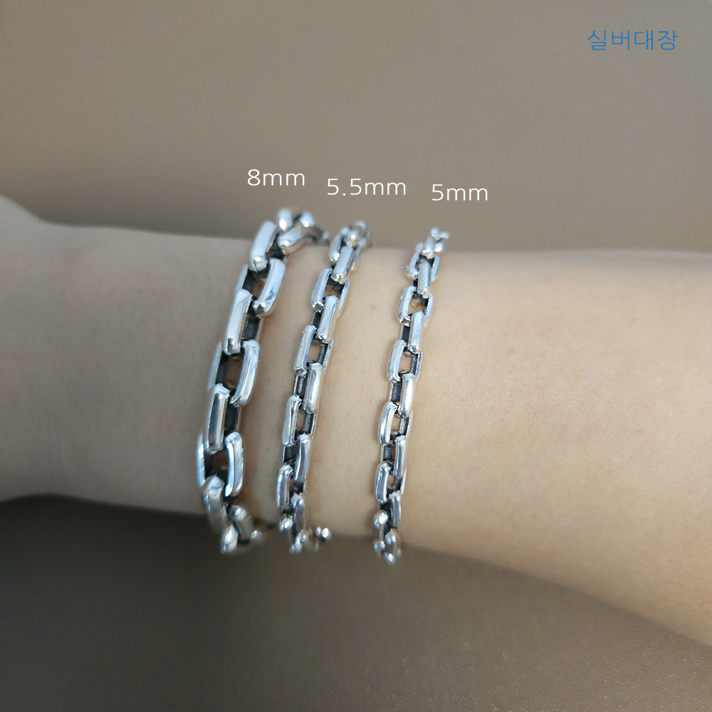 8mm 실버 925 빈티지 남성 볼드 엔틱 우정 힙합 유화 악세사리 패션 팔찌 - 상세 이미지 4