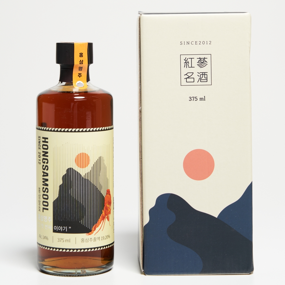 홍삼명주 홍삼주 단품세트 14도 375ml 약주 인삼 (케이스, 쇼핑백 포함) - 상품 이미지