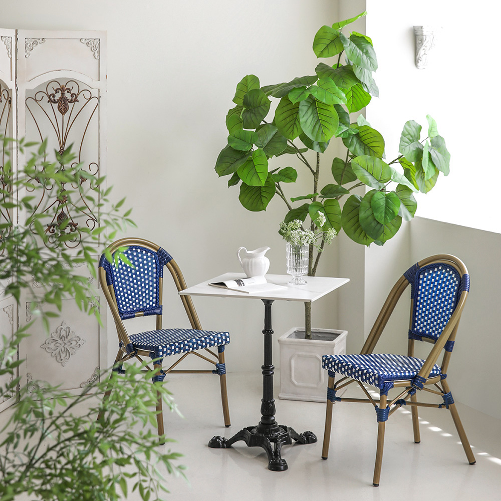 비스트로 프렌치 테라스 야외 야외용 철제 식당 카페 라탄 의자 체어