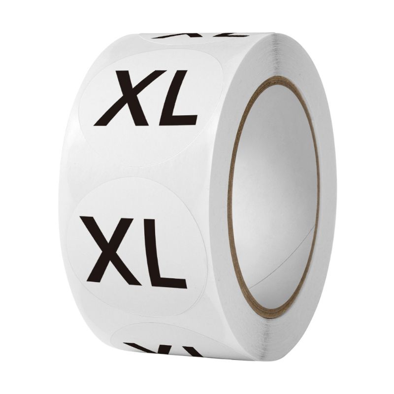 의류 사이즈 스티커 옷 S M L XS 3XL 화이트 원형 흰색 롤 라벨 제작 넘버링 - 상세 이미지 2