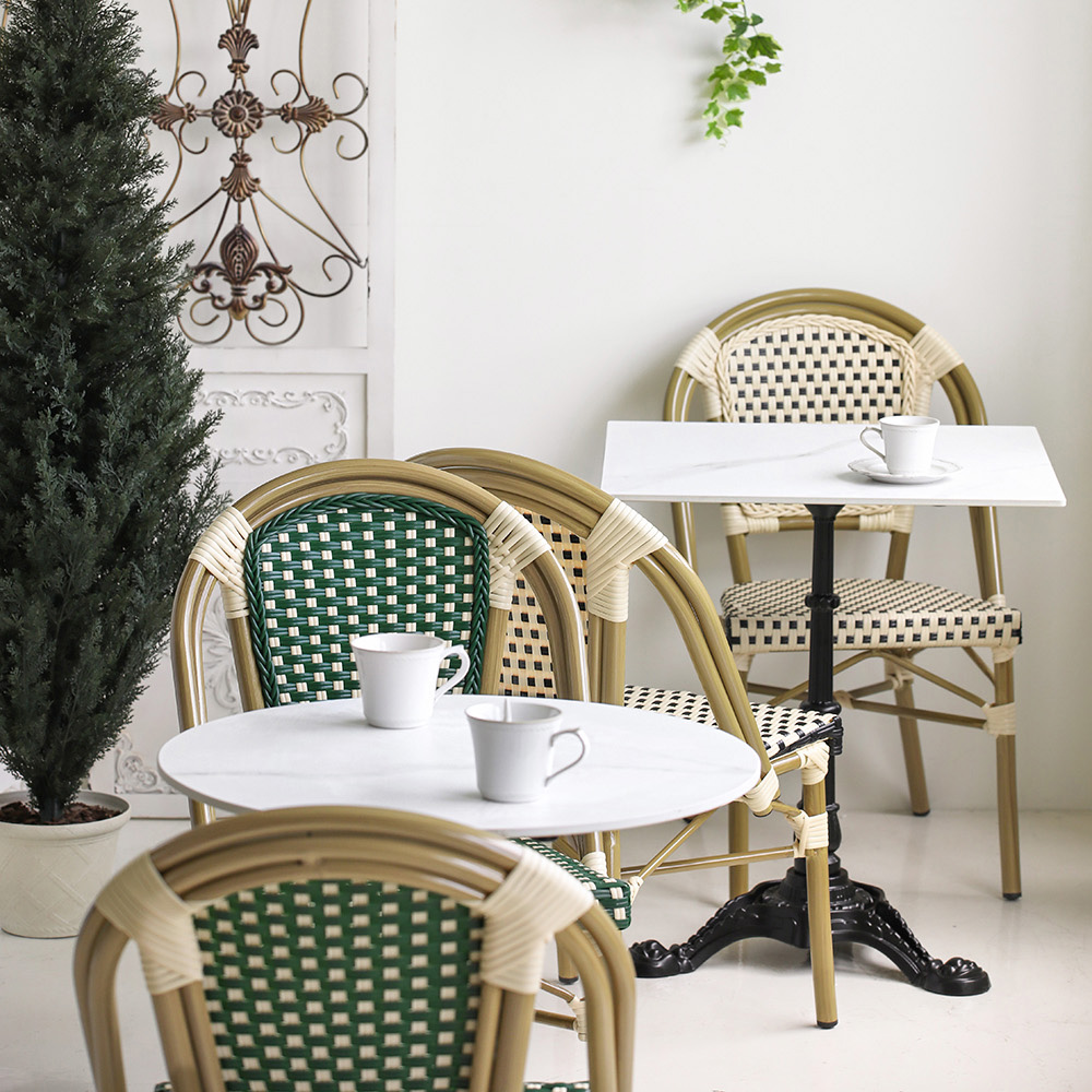 비스트로 프렌치 테라스 야외 야외용 철제 식당 카페 라탄 의자 체어