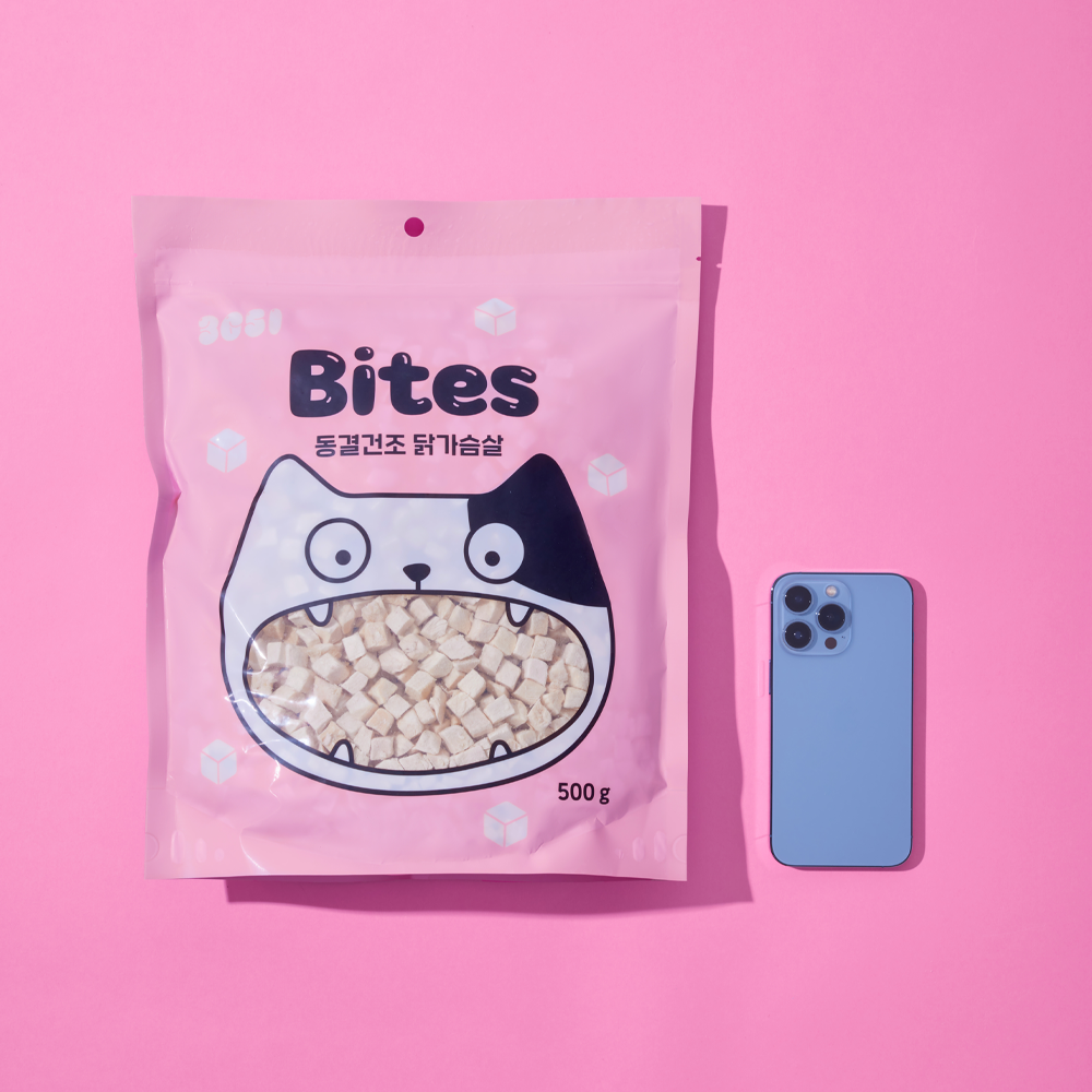 3651 바이츠 동결건조 대용량 고양이 트릿 간식 닭가슴살, 500g, 1개