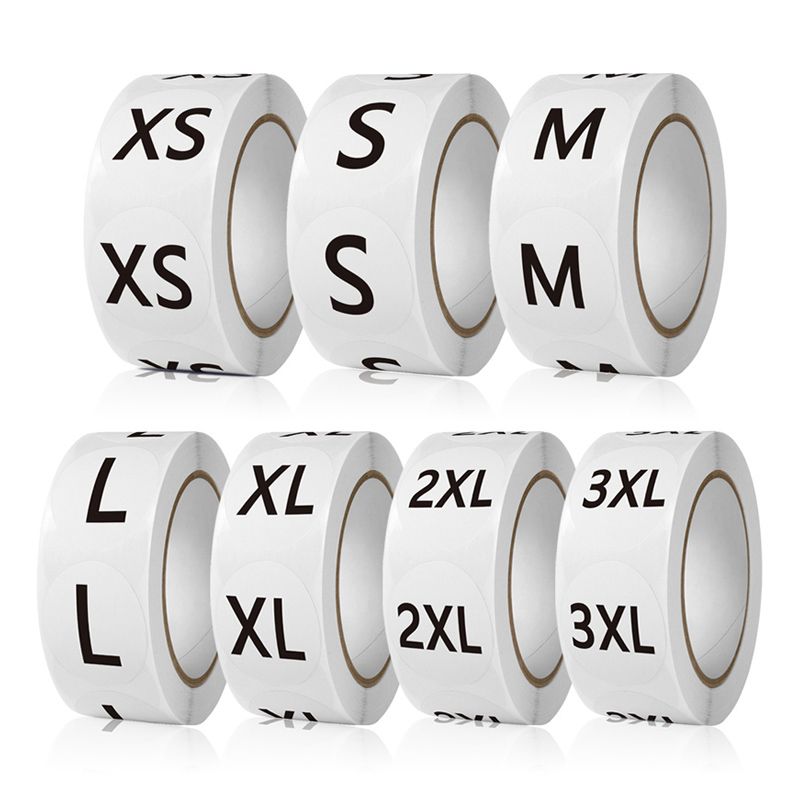 의류 사이즈 스티커 옷 S M L XS 3XL 화이트 원형 흰색 롤 라벨 제작 넘버링 - 상품 이미지