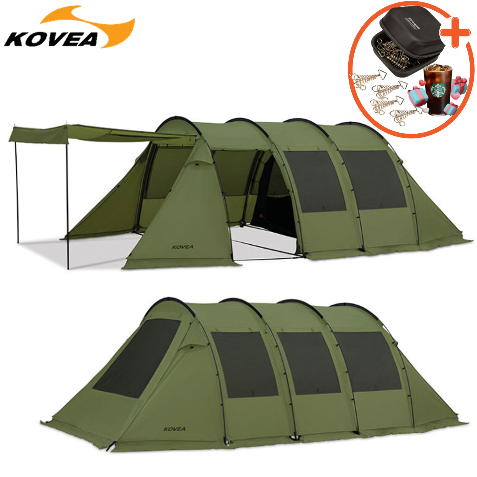 코베아 몬스터 카키 텐트 풀세트 터널형