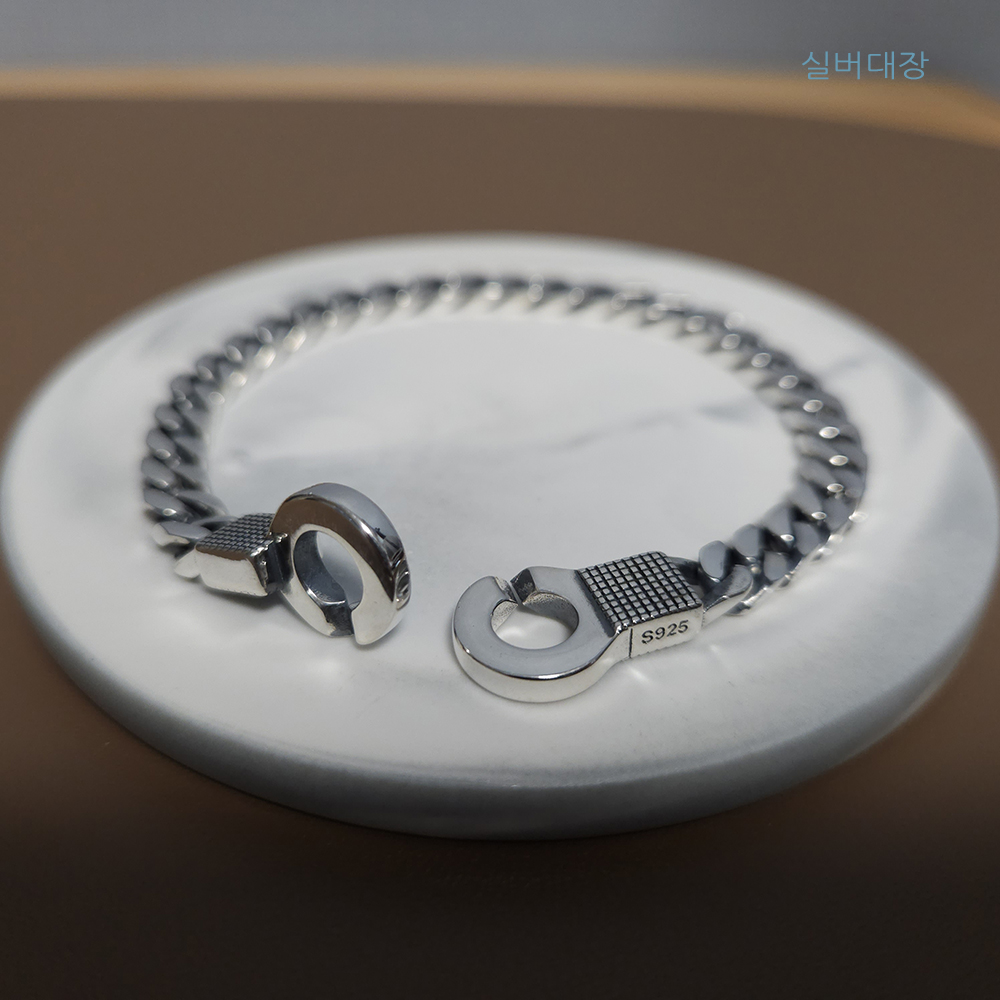 6mm 실버 925 심플 체인 남성 여자 힙합 패션 레이어드 은 팔찌 - 상세 이미지 2