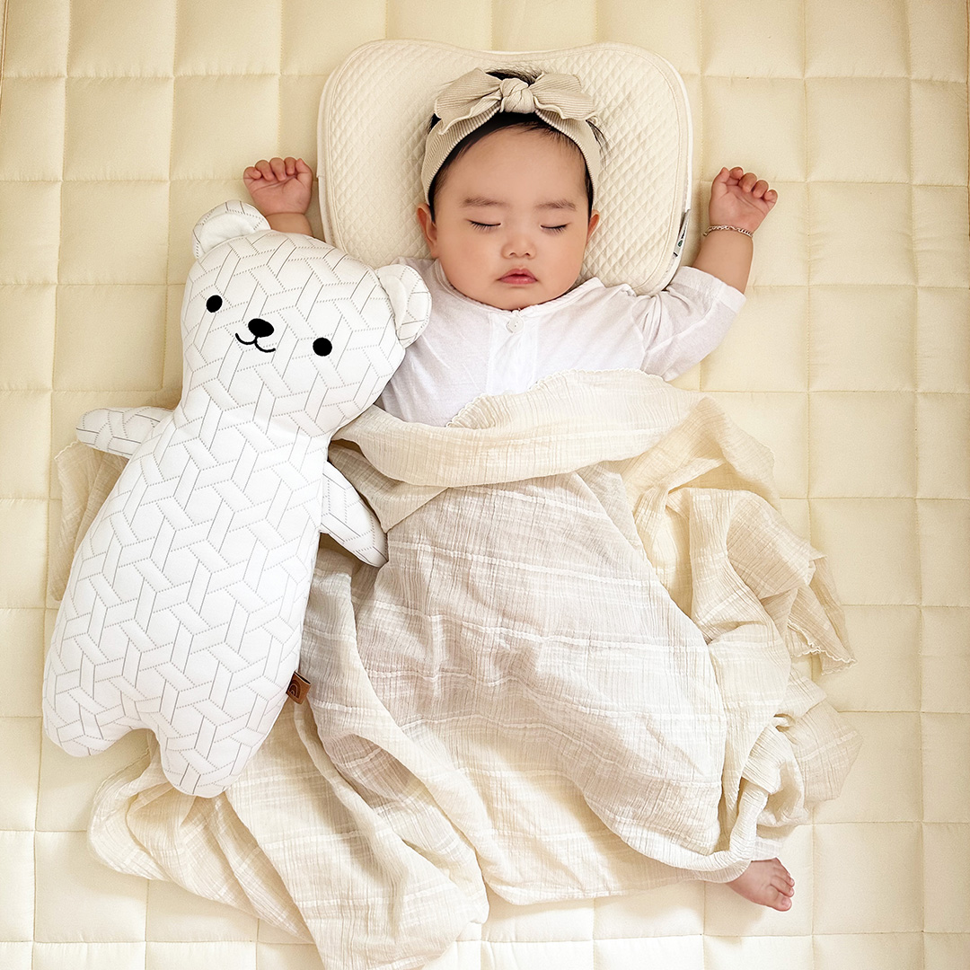 디망디 쿨쿨베어 아기 냉감 바디필로우 듀라론 유아 애착 곰인형 시원한베개