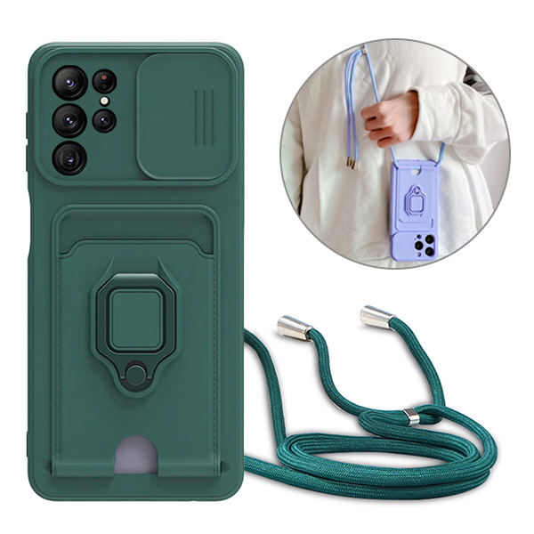 갤럭시S25 울트라 슬라이드 카메라보호 카드수납 핑거링 목걸이 스트랩 핸드폰 케이스