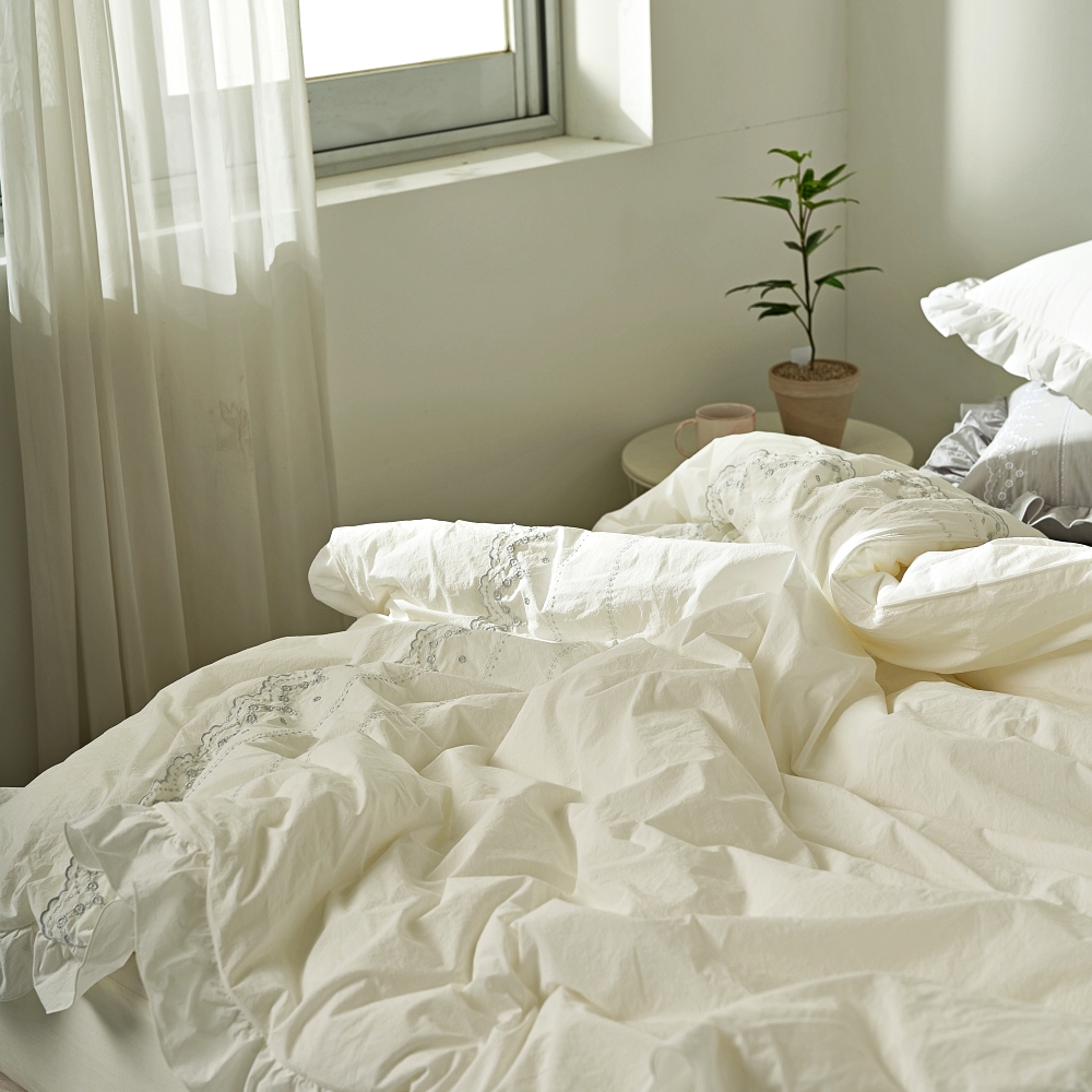 호텔 이불세트 라지킹 사계절 신혼 고밀도 순면 레이스 프리미엄 이불