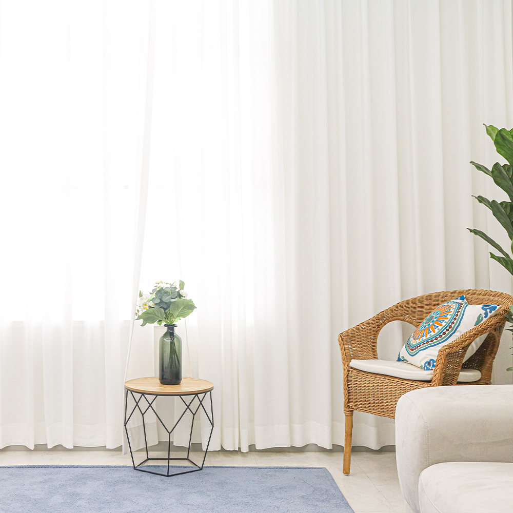 당일배송 비침없는 나비주름 도톰쉬폰커튼 가로240cm 세로 고정 240cm