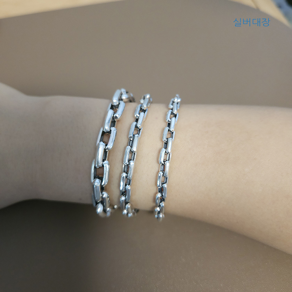 5.5mm 실버 925 커플 우정 남성 여자 패션 데일리 볼드 빈티지 엔틱 힙합 은 팔찌 - 상세 이미지 3