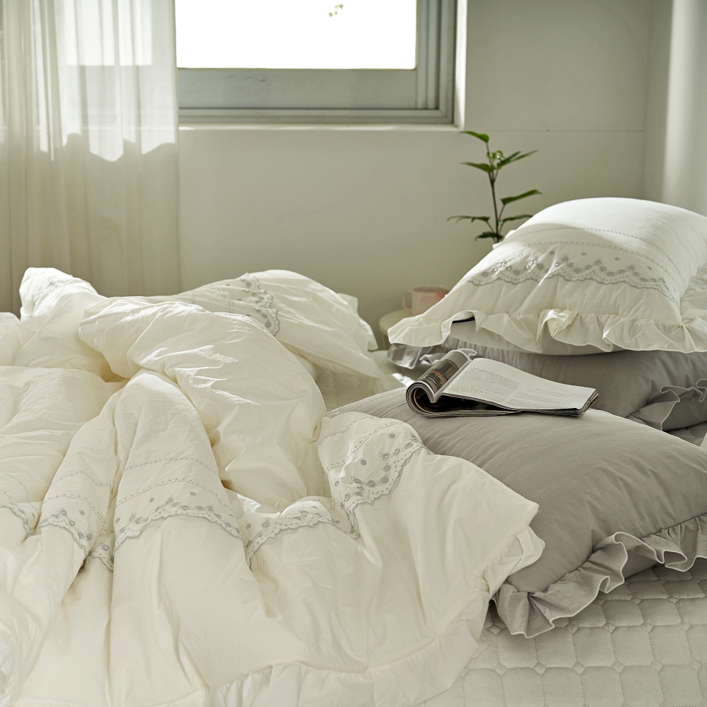 호텔 이불세트 라지킹 사계절 신혼 고밀도 순면 레이스 프리미엄 이불