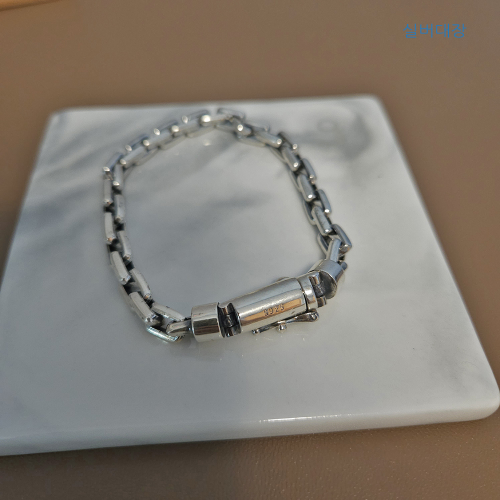 5.5mm 실버 925 커플 우정 남성 여자 패션 데일리 볼드 빈티지 엔틱 힙합 은 팔찌 - 상세 이미지 5