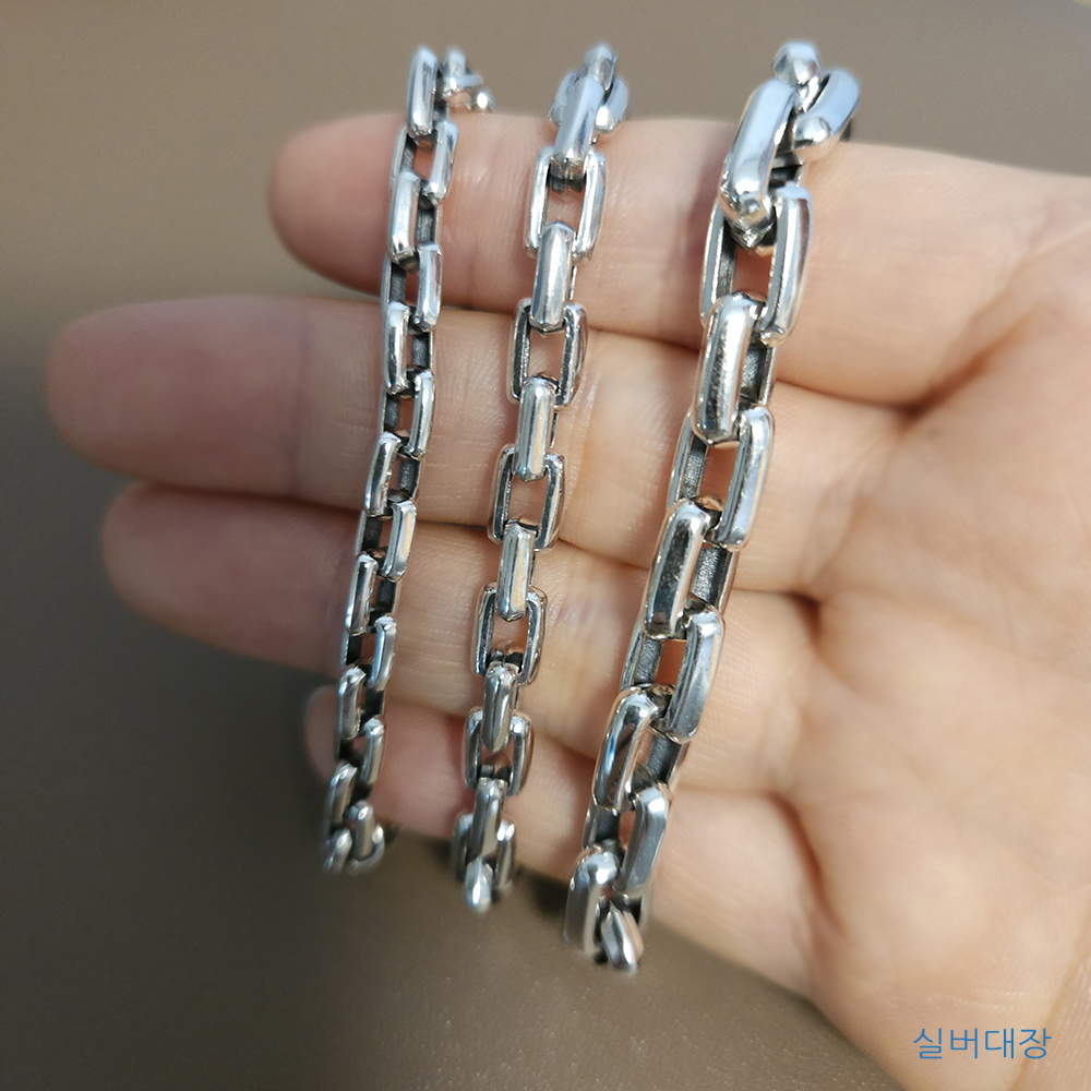 5.5mm 실버 925 커플 우정 남성 여자 패션 데일리 볼드 빈티지 엔틱 힙합 은 팔찌 - 상세 이미지 2