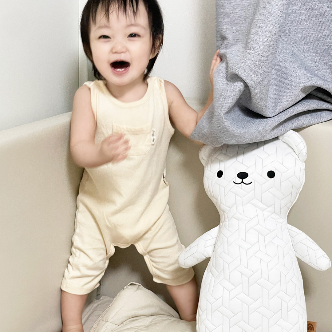 디망디 쿨쿨베어 아기 듀라론 냉감 바디필로우 유아 애착 곰인형 시원한여름베개
