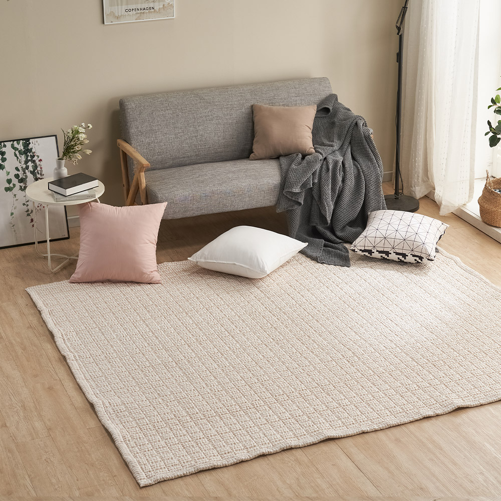 국내산 면카페트 특대형 거실패드 사계절 누빔 카펫트 방바닥 아리엘 시어서커 패드 Q