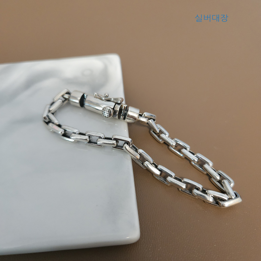 5.5mm 실버 925 커플 우정 남성 여자 패션 데일리 볼드 빈티지 엔틱 힙합 은 팔찌 이미지 6