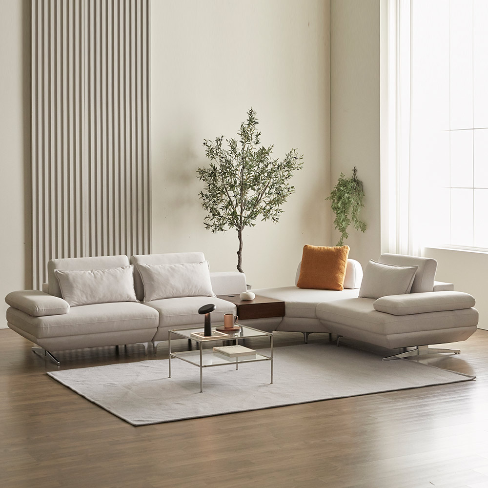 모던홈즈 어거스트 코너 리프트업 스윙 4인용 이지클린 패브릭 소파