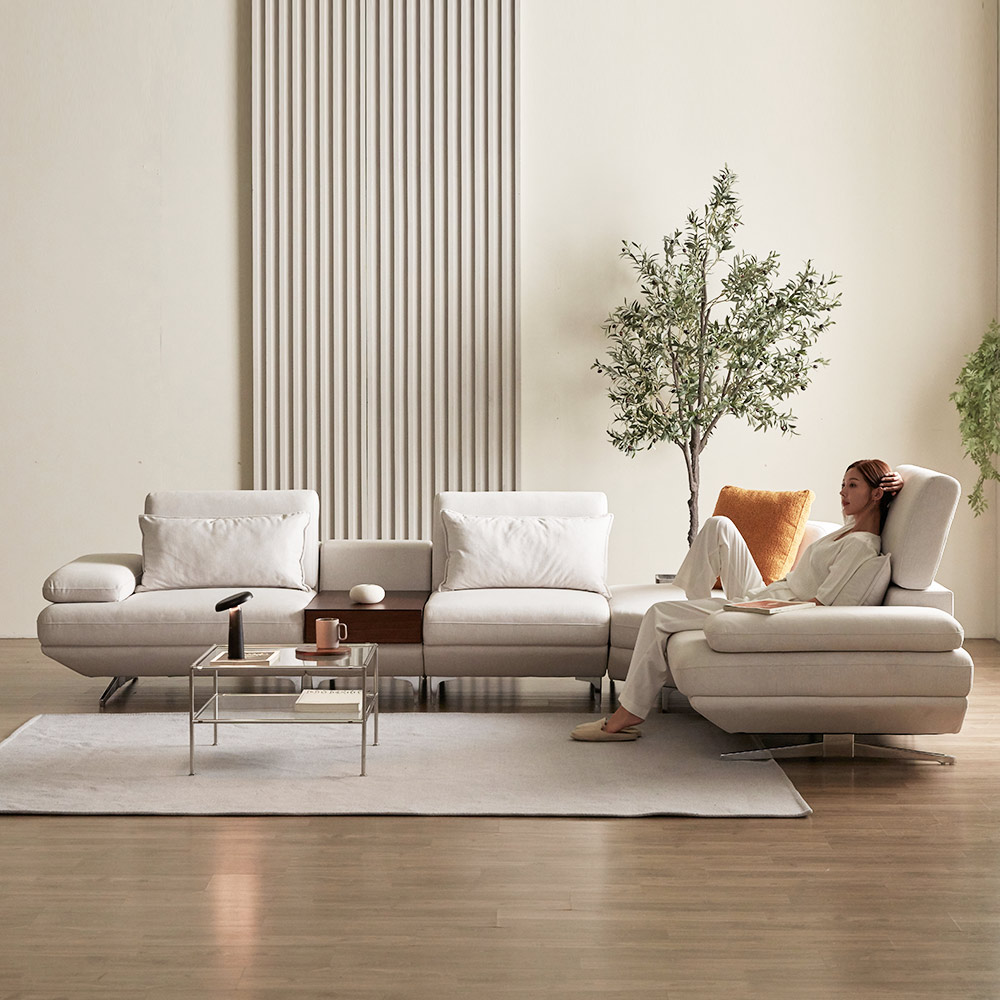 모던홈즈 어거스트 코너 리프트업 스윙 4인용 이지클린 패브릭 소파