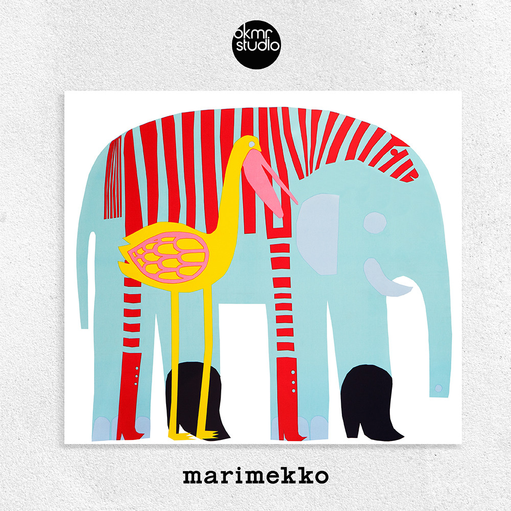 마리메꼬 코끼리 캔버스 패브릭 대형 그림 거실 아이방 액자