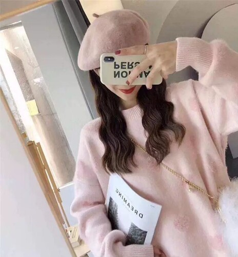 하트 포인트 도톰 보들 보솜 따뜻 솜사탕 앙고라 날개사 반목 니트티 데이트 데일리룩 이미지 2