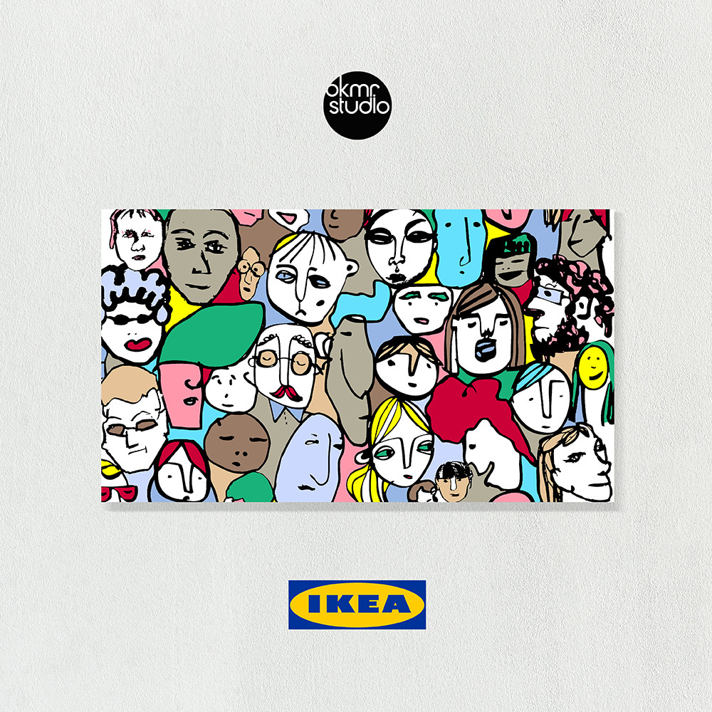 이케아 얼굴들 캔버스 패브릭 대형 그림 거실 아이방 액자
