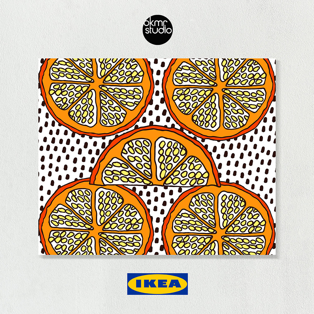 이케아 오렌지 캔버스 패브릭 대형 그림 액자