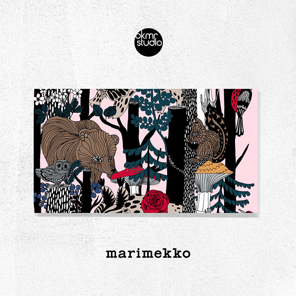 마리메꼬 숲속친구들 핑크 캔버스 패브릭 대형 그림 거실 아이방 액자