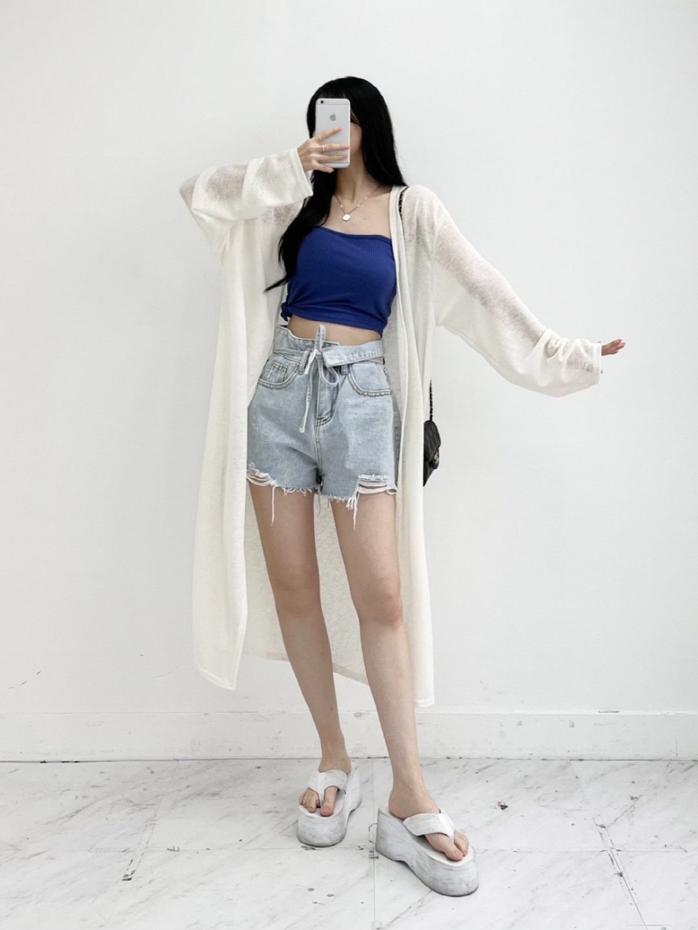 여름 롱가디건 비치로브 빅사이즈 여성 시스루 얇은 긴팔 가디건 이미지 4