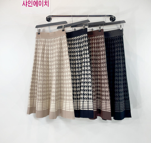 여자여자몰 도톰탄탄니트원단 지도리제비패턴 배색 니트롱스커트 겨울 따뜻한긴치마 이미지 3