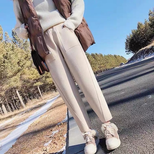 여자여자몰 하체커버 도톰 니트 조거 배기팬츠 겨울 데일리 포켓핏 제품 이미지