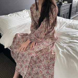 여자여자몰 색감이예쁜 작은플라워나염 안감부착 쉬폰랩롱원피스 봄 데일리a라... 착용 후기 | 사이즈/핏 총정리 - 상품 이미지 1