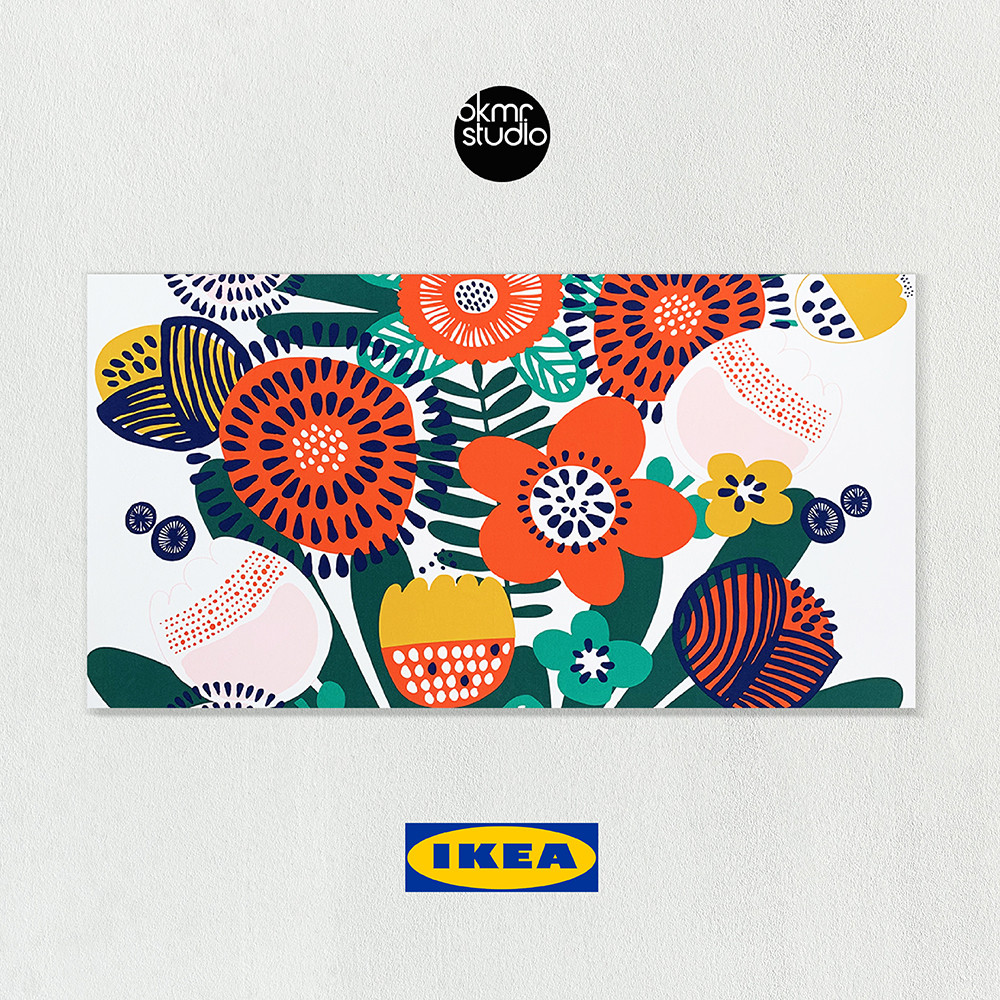 이케아 이르멜린 멀티컬러 캔버스 패브릭 대형 해바라기 그림 거실 액자