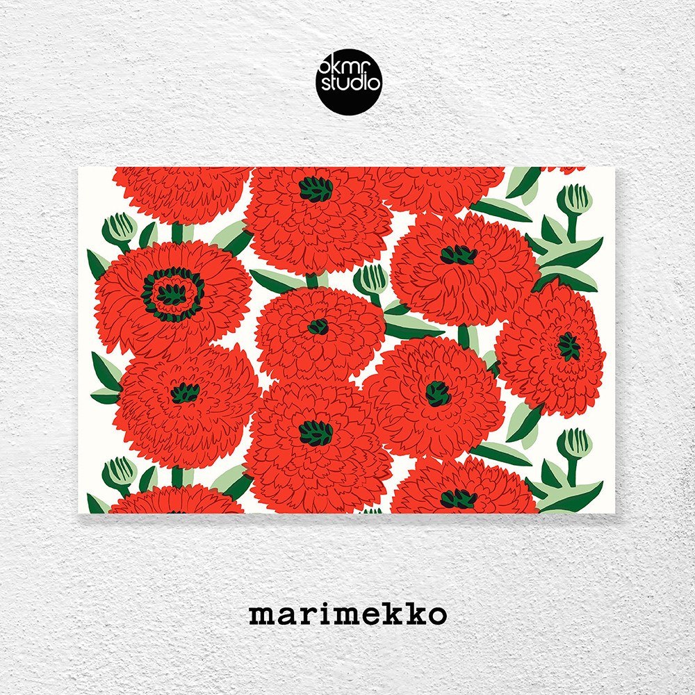 마리메꼬 프리마베라 레드 캔버스 패브릭 대형 꽃 그림 액자