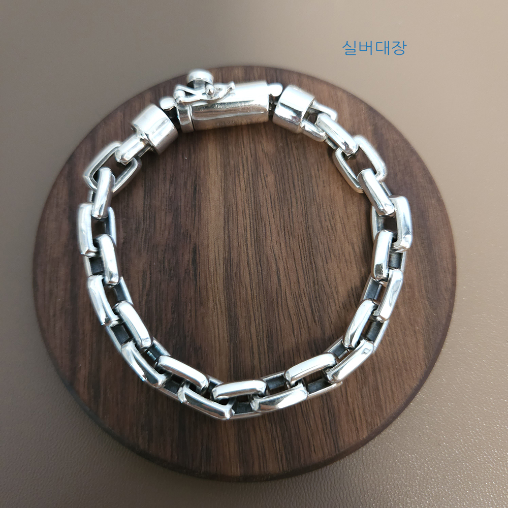 8mm 실버 925 빈티지 남성 볼드 엔틱 우정 힙합 유화 악세사리 패션 팔찌 - 상세 이미지 2