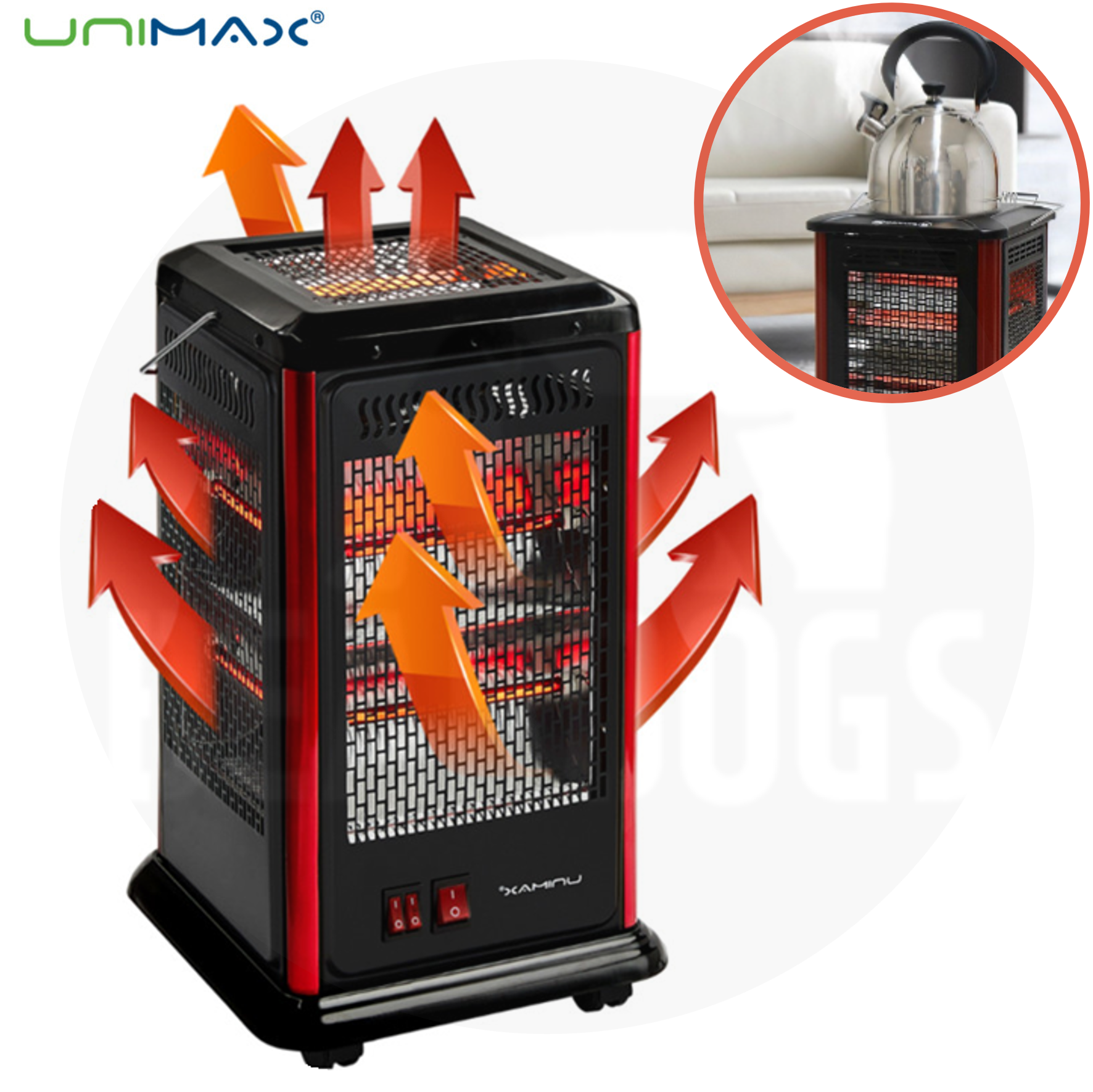 오방난로 텐버튼 오방향 발난로 전기 히터 유니맥스