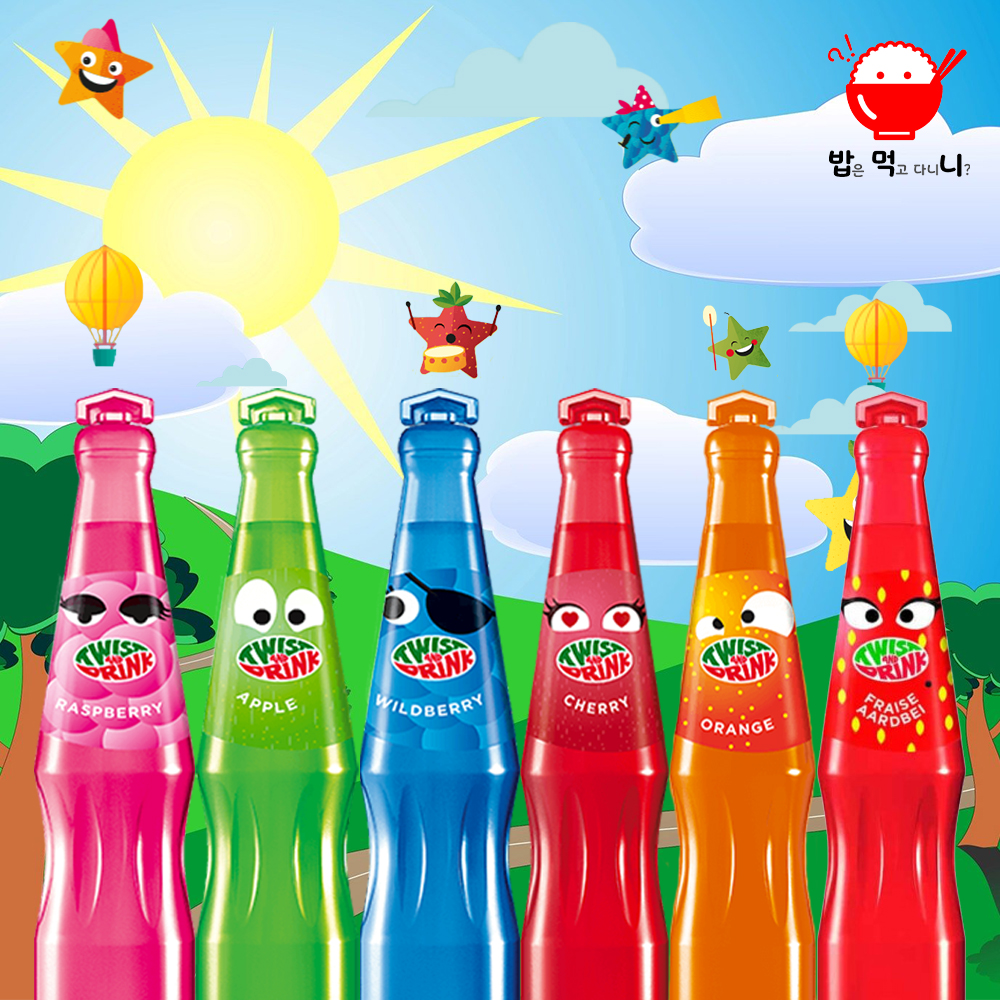 무탄산음료수 어린이음료 트위스트앤드링크 12병 6가지맛 혼합세트(사과 체리 와일드 오렌지 라즈 딸기) - 상품 이미지