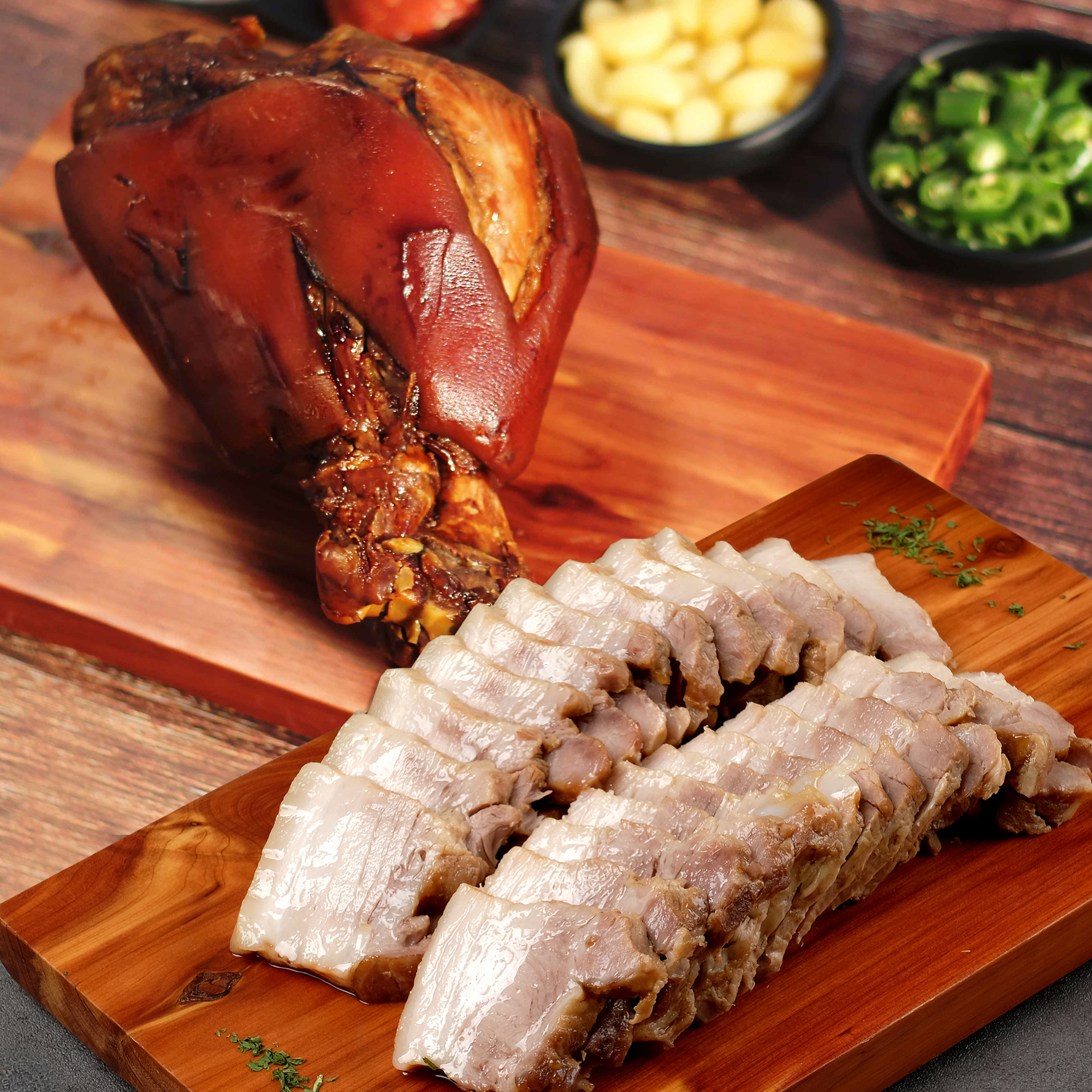 돈학 750g 통족발 +통삼겹보쌈 400g 수육 족발 세트 - 상품 이미지