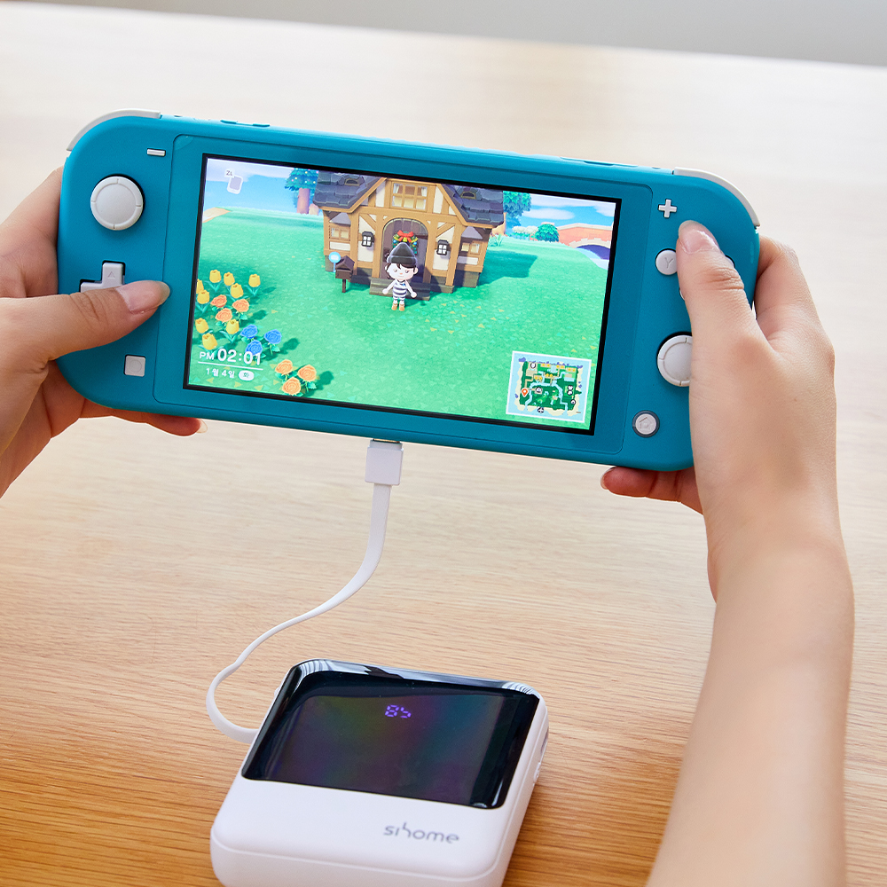 시홈 고속충전 휴대용 미니 일체형 보조배터리 10000mAh