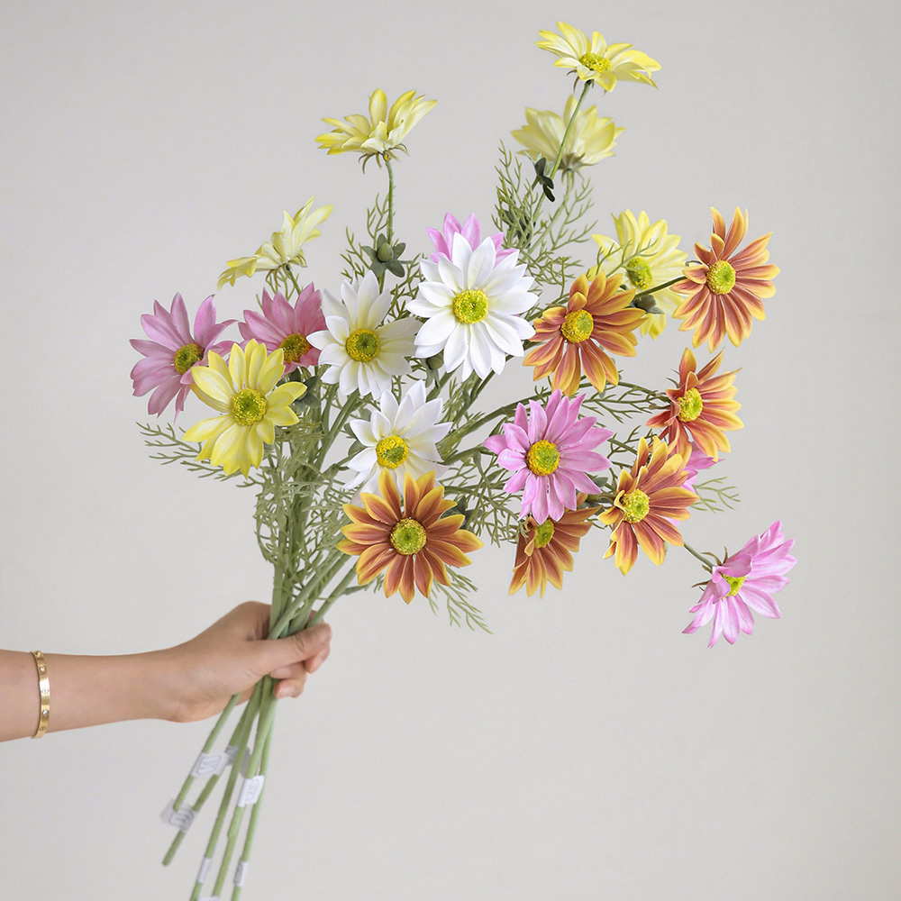 카모마일 수입 생화같은 국화 꽃 실크 조화 화이트 이미지 4