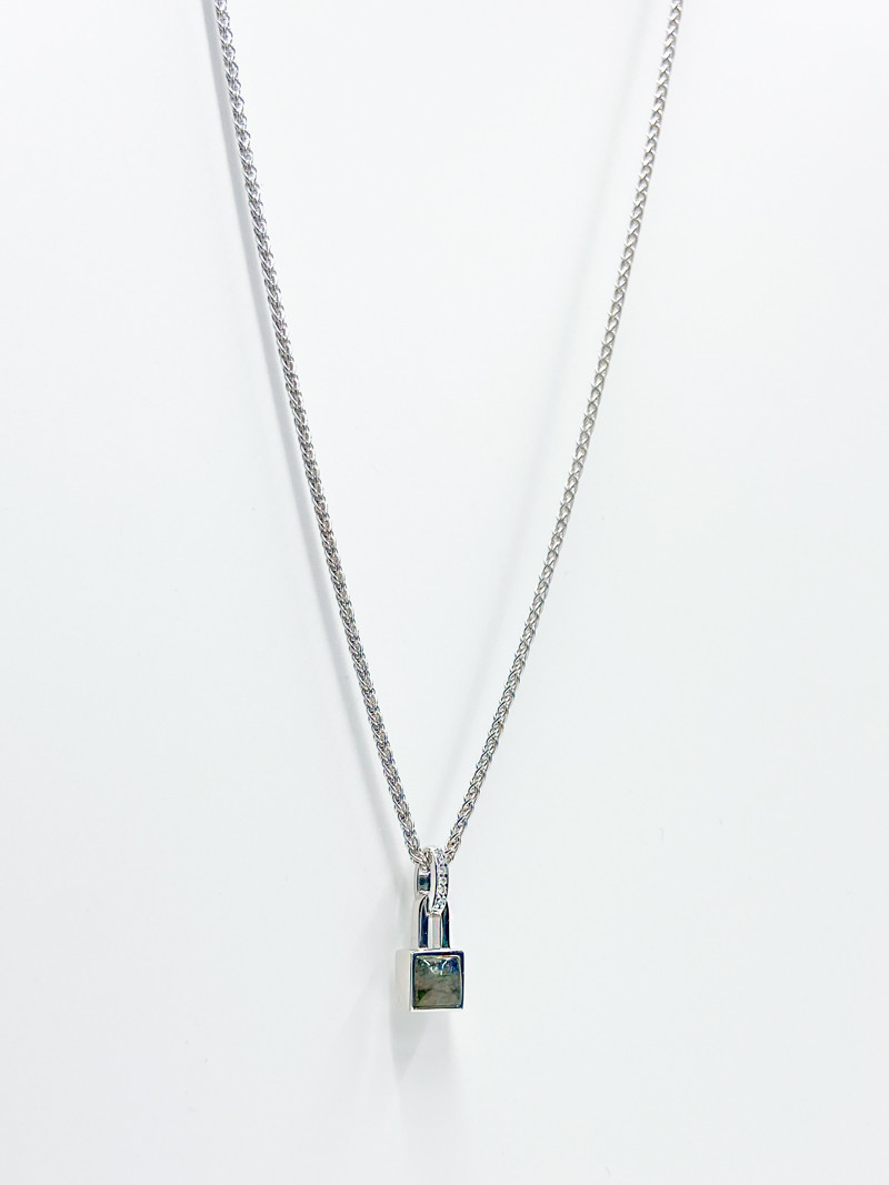 925 silver 레브라도라이트 펜던트 크리스탈 목걸이 상세 이미지 3